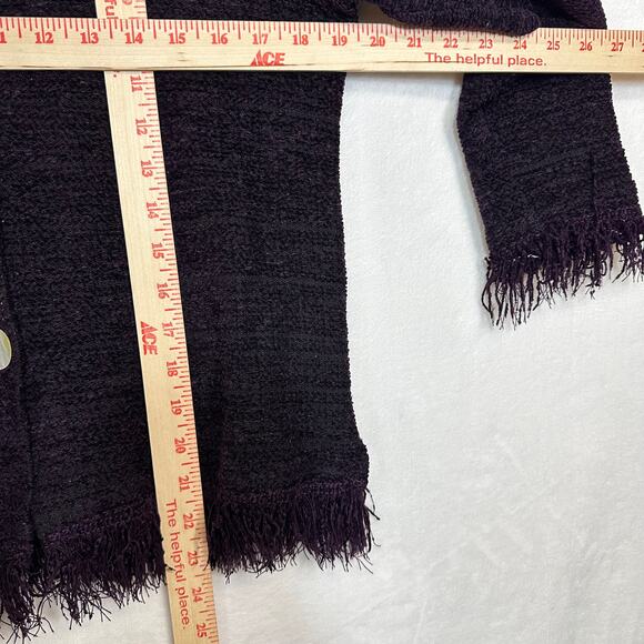Vintage Avalin Knit Fringe Purple Button Cardigan‎ Sweater 90s Witchy Whimsygoth - Picture 6 of 8